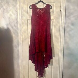 EUC Suzy Wine High Low Lace Dress